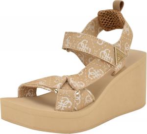 Женские босоножки на танкетке Guess DAYSA, Light Natural/White Logo 110