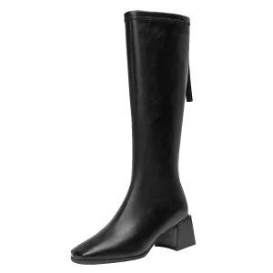 GUDIANFENGDU Высокие сапоги женские — черные (на флисовой подкладке), цвет Black (Fleece-Lined)