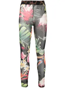 Леггинсы с цветочным принтом Philipp Plein, черный