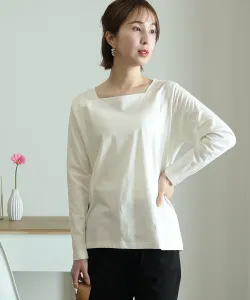 Хлопковый пуловер с квадратным вырезом, элегантный сшитый топ, блузка с длинными рукавами Pourvous, цвет Off White