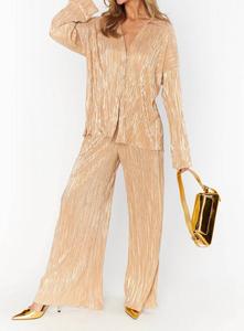 Атласные брюки для рождественского ужина бежевого цвета Show Me Your Mumu