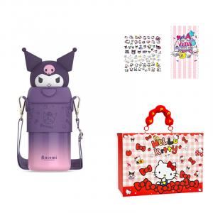 Термостакан Sanrio, Sanrio Naughty Insulated Cup (Kuromi+Kt Festival Portable Box Greeting Card Sticker)