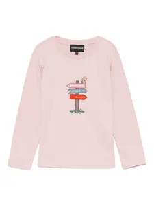 Футболка ASV с принтом Emporio Armani Kids, розовый