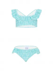 Купальник с оборками в клетку "виши" Mayoral, синий