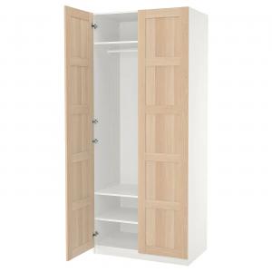 Гардероб PAX/BERGSBO IKEA, 100x60x236 см, цвет white/white stained oak effect