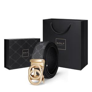 GOLF Ремень из натуральной кожи с автоматической пряжкой, Gold Style 3 (Upgraded Box)