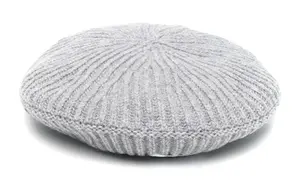 GANNI Ребристая шапка с логотипом, Gray