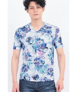 Металлическая футболка с принтом гибискуса и короткими рукавами Tornado Mart, цвет Light Blue