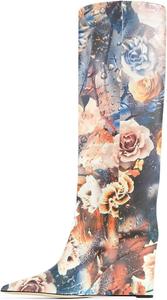 Женские ботфорты FSJ на клиновидном высоком каблуке, заостренный носок, высокие до бедра, удобные, с толстым высоким каблуком, модные, праздничные, до колена, размеры 4-15 US, Flower