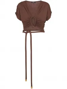 Укороченный топ с узлом BALMAIN, коричневый