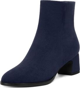 Женские ботинки SKYSTERRY на молнии, с круглым носком, замшевые, для улицы, вечерние, с массивным низким каблуком, до щиколотки, 2 дюйма