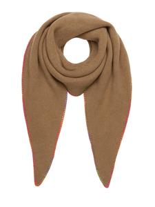 Треугольный шарф с цветной декоративной строчкой по коричневому краю. Faera