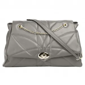 Сумка через плечо Cluty, натуральная кожа, производство Италия, серый