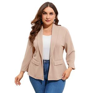 Блейзер для женщин plus size с длинным рукавом и одной пуговицей Seoria, Apricot