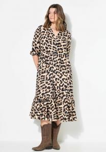 Платье Studio Untold LEOPARD PRINT FLOUNCE PANEL 3/4 SLEEVE, Beige