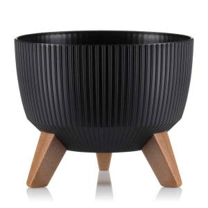 Цветочный горшок HOWHOMELY Rosa linea ECO, 25x25x20 см, черный