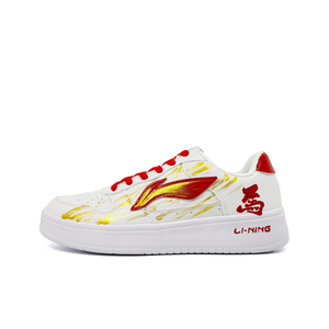Li-Ning Floating Boat Year Of The Horse Greetings устойчивые к истиранию, легкие и дышащие скейтборд-кеды, белый & красный & золото
