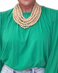 Футболка с рукавами три четверти и сборками в цвете «трилистник» Bobi, Shamrock