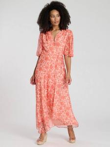 Печатное короткое платье-миди с запахом South Beach, Coral