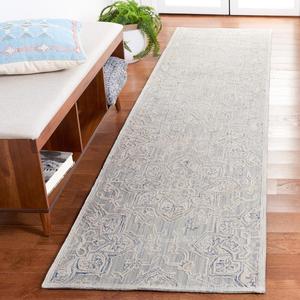 Ковер-дорожка SAFAVIEH, 69 x 275 см, Trace Collection, Light Blue & Ivory, ручной работы цветочный медальон из шерсти, идеален для помещений с высокой проходимостью в гостиной, спальне (TRC304K)