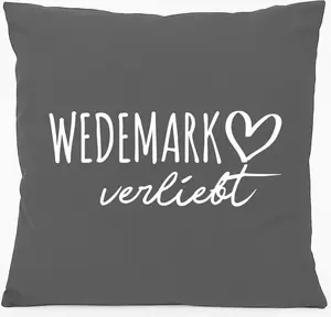 Подушка для дивана Huuraa Wedemark Love Gift 40x40 см с наполнителем из хлопка стального серого цвета Wedemark Souvenir Hellweg Druckerei
