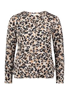 BETTY & CO Повседневная футболка с эластичным поясом, бежево-черного цвета