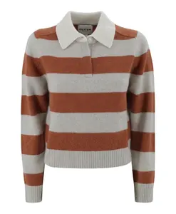 Полосатый кашемировый поло-свитер Kujten, оранжевый