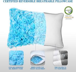 BSAFP Подушка для сна на боку с наполнителем из пены с эффектом памяти, регулируемая жесткость, стандартный размер White/Grey