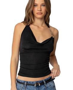 Женский топ-халтер Rhia с воротником-стойкой Edikted, Black