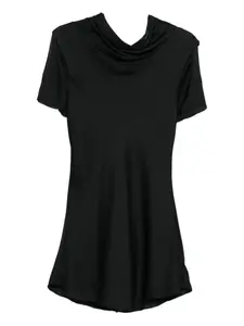 Платье с воротником-хомутом и короткими рукавами Iris Staud, черный