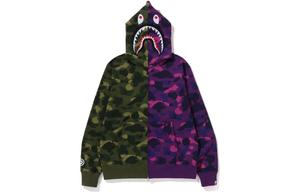 Футболка Bape Color Camo Shark Full Zip Hoodie FW22 A BATHING APE, сине-красная