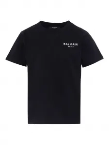 Футболка с вышитым логотипом Balmain Kids, черный