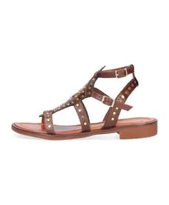Коричневые кожаные сандалии с заклепками Omoda, коричневый