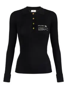 Рубашка поло в рубчик Elisabetta Franchi, черный