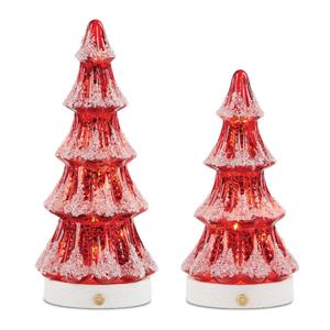 Елка светодиодная Melrose International Mercury Glass Pine Tree, 2 штуки, красный / белый