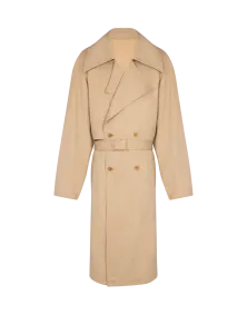 Тренч из хлопкового канваса Balmain, бежевый