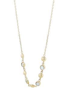 Adeliás Женское колье из нержавеющей стали с перламутровой вставкой, размер 42+5, золото