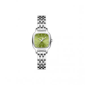 Disney Часы Luxury Small Sugar Cube Quartz Movement Alloy Strap Watch Women's Watch Silver Dial, Matcha Green