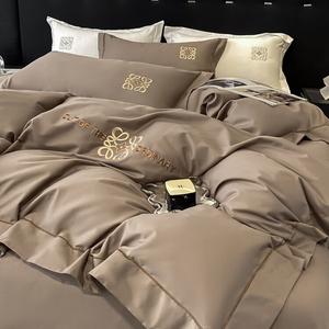 FUANNA Комплект постельного белья 1,5 м: пододеяльник 200x230 см, простыня, 2 наволочки, цвет deep coffee, shengluoyi