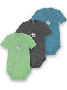 Normani Outdoor Sports Комплект из 3 детских боди с коротким рукавом из мериносовой шерсти, цвет Тауранга, синий/антрацит/зеленый