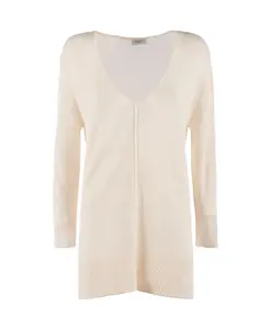 Блузка цвета слоновой кости с длинными рукавами и V-образным вырезом Nenette, бежевый