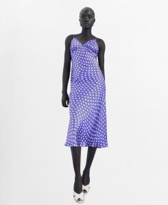 Женское платье в горошек из атласа MANGO, Blue