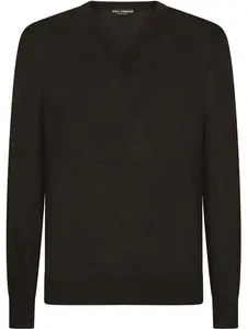 Кашемировый джемпер с V-образным вырезом DOLCE & GABBANA, серый