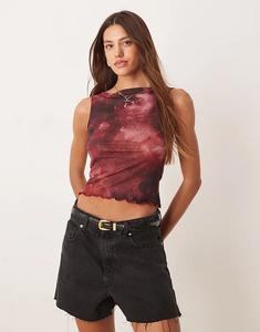 Майка-топ ASOS DESIGN с широким вырезом и сетчатым принтом в виде искаженных цветов