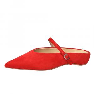 QITUMAUL Женские тапочки с закрытым носком на резиновой подошве, устойчивые к истиранию, красные [высота каблука 3,5 см], цвет Red[Heel Height 3.5cm]