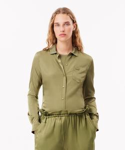 Рубашка из вискозы с ребристым воротником