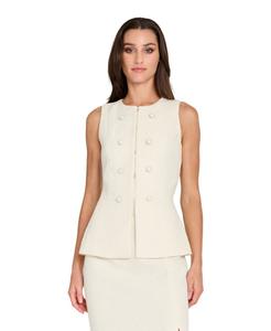 Женский укороченный жилет без воротника на крючках и петлях Tahari ASL, Vanilla