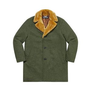Пальто Supreme Fur Collar Car Coat, Green Houndstooth