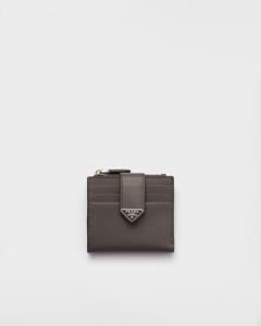 Кардхолдер из сафьяновой кожи Prada, серый