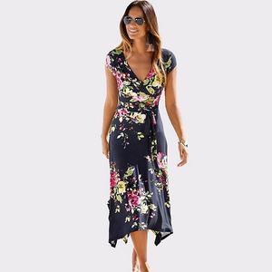 Женское платье с платочным подолом Lascana, Navy Printed